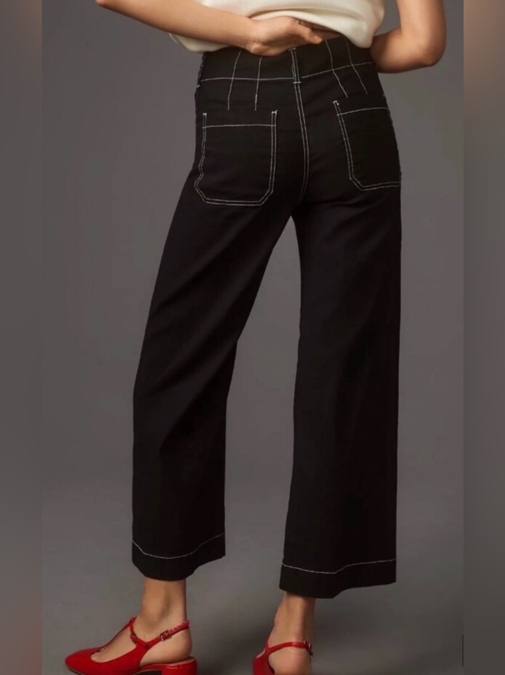 EUC MAEVE BLACK MAGIC FABRIC COLLETTE WHITE CONTRAST STITCH. SIZE 29 - Picture 11 of 13